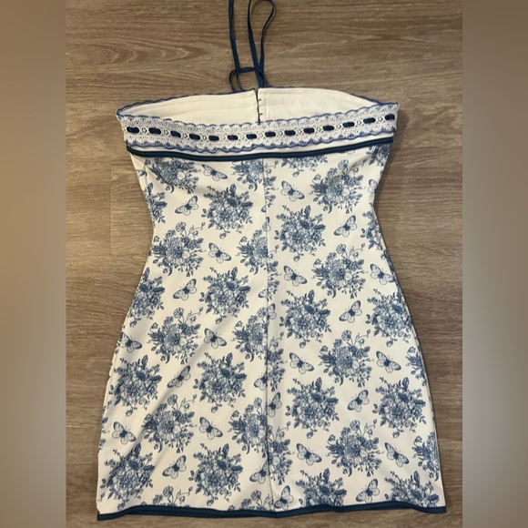 Commense blue & white strapless butterfly bouquet dress - Picture 4 of 8